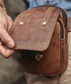 Portefeuille ceinture cuir marron à rabat simple model  brown