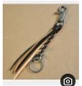 Porte clef lanière cuir tressées et mousqueton