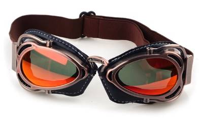 Lunettes biker verres rouges entourage simili cuir cousu red lens