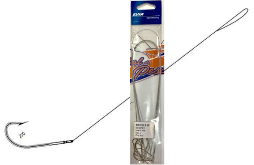 Hameçon ASARI A655 2/0 sur bas de ligne acier tressé 40cm
