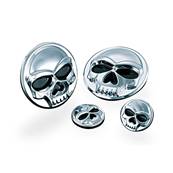 Medaillon auto collant skull chromé diamètre 2cm (2pcs)