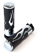 Poignée guidon chromé motif flamme