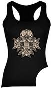 Tshirt bikeuse débardeur lady tete de mort Skull Floral M