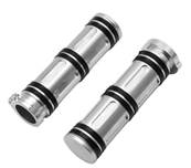 Poignée guidon chrome a 6 joints noirs