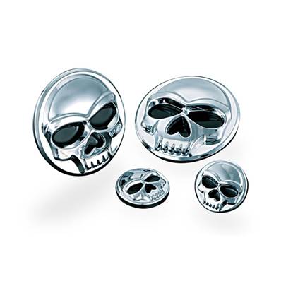 Medaillon auto collant skull chromé diamètre 2cm (2pcs)