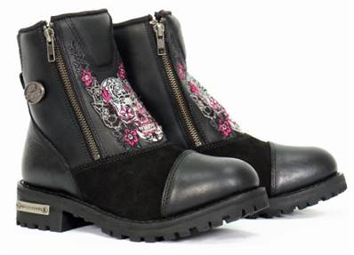 Botte femme HOT LEATHERS skull rose taille 39.5 FINI -30%
