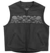 Blouson gilet cuir noir homme HOT LEATHERS ancien skull 3XL
