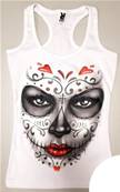 Tshirt bikeuse débardeur lady tête masque mexicain L