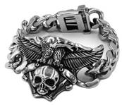 Bracelet aigle sur Vtwin tete de mort couleur argent