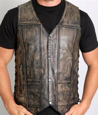 Blouson gilet cuir veilli homme HOT LEATHERS bouton pression 2XL