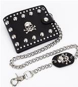 Portefeuille biker clouté avec skull + chaine