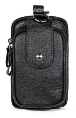 Portefeuille ceinture cuir noir languette de rabat  model  black