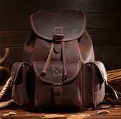 Sac a dos cuir vintage 3 poches laterales