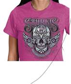 Tshirt lady mauve skull surgis  S