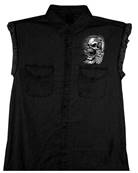 gilet jeans hot leather noir skull avec pistolet L