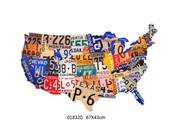 Plaque deco USA immatriculations 67x43cm