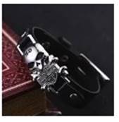 Bracelet noir tete de mort HD