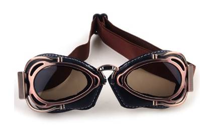 Lunettes biker verres marron entourage simili cuir cousu dark brown 