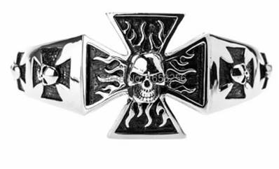 Bracelet inox punk croix de malte