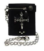 Portefeuille biker avec croix + chaine