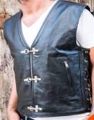 Blouson gilet cuir biker à clips 2XL -52