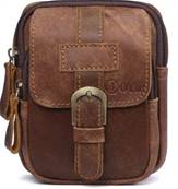 Portefeuille ceinture cuir marron languette de rabat  model  brown 63