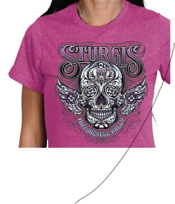 Tshirt lady mauve skull surgis  S