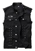 Veste JEAN SLEEVELESS 4XL noir avec rivets BIKER