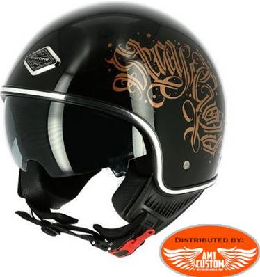 Casque ASTONE MINIJET letters noir brillant - demi jet - M