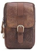 Portefeuille ceinture cuir marron languette de rabat  model  brown