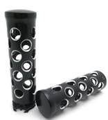 Poignée guidon metal noir gros trous