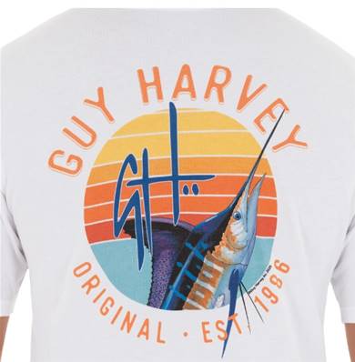 TSHIRT manche courte GUY HARVEY blanc SUNSET taille S FINI -50%