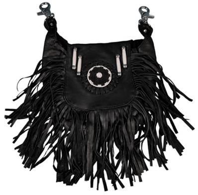 Pochette noire à frange HOT LEATHER pour femme