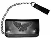 Portefeuille biker cuir aigle avec chainette