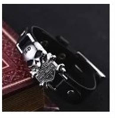 Bracelet noir tete de mort HD
