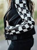 Blouson cuir manches damier 5 poches M