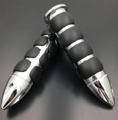 Poignée guidon néoprène metal , embout obus perforé