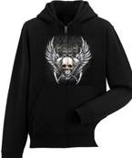 Sweat veste capuche - tete de mort ailée M