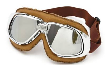Lunette vintage biker cuir marron verres miroir
