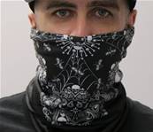 Masque protection solaire HOT LEATHERS noir motif skull blanc