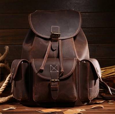 Sac a dos cuir vintage 3 poches laterales