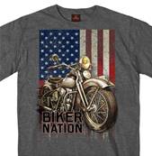 Tshirt gris HOT LEATHER moto sur drapeau US talle 2XL