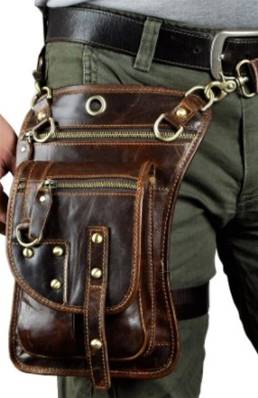 Jambiere simili cuir marron cloutée coffee 2
