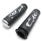 Poignée guidon néoprène flamme chromée