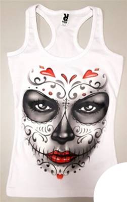 Tshirt bikeuse débardeur lady tête masque mexicain M